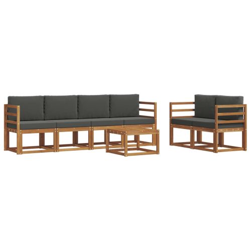 Комплект дивани за открито 7 pcs Натурален и Антрацит