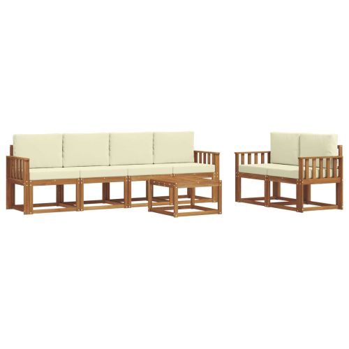 Комплект дивани за открито 7 pcs Натурален и Крема
