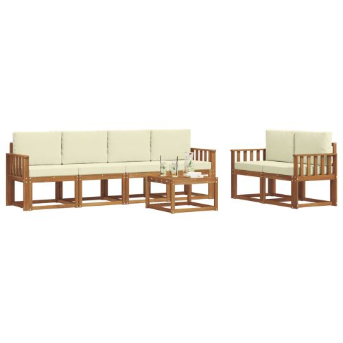 Комплект дивани за открито 7 pcs Натурален и Крема