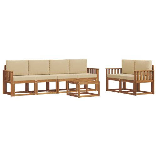 Комплект дивани за открито 7 pcs Натурален и Бежов