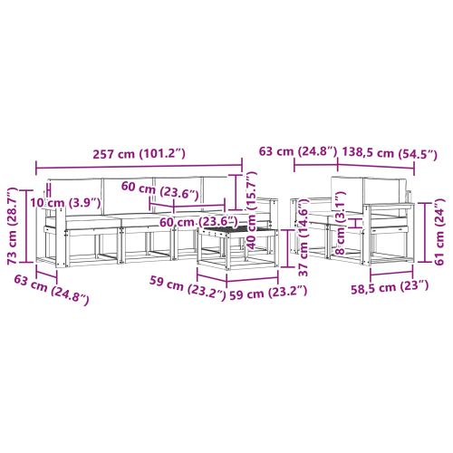 Комплект дивани за открито 7 pcs Натурален и Крема