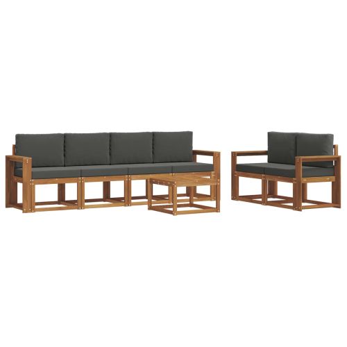 Комплект дивани за открито 7 pcs Натурален и Антрацит