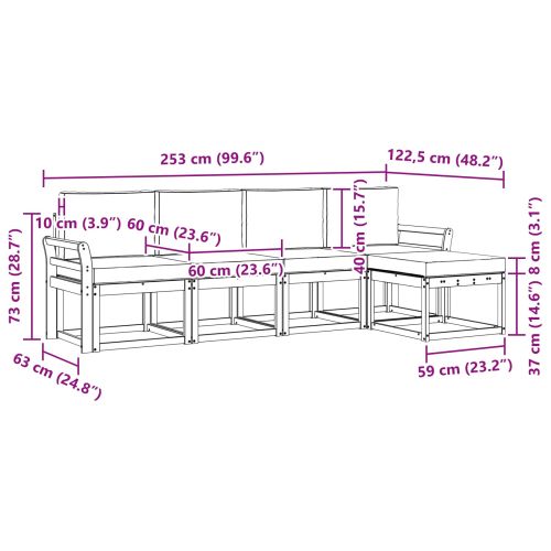 Комплект дивани за открито 5 pcs Естествено и светло сиво