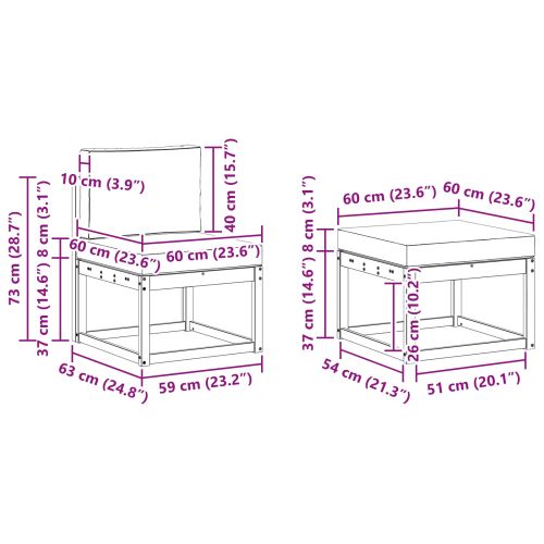 Комплект дивани за открито 5 pcs Натурален и Бежов