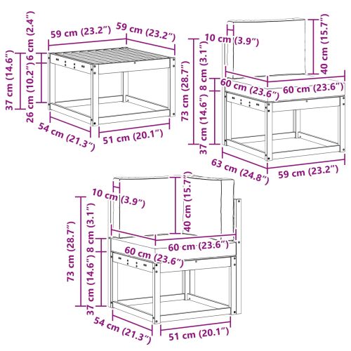 Комплект дивани за открито 5 pcs Натурален и Крема