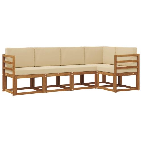 Комплект дивани за открито 5 pcs Натурален и Бежов
