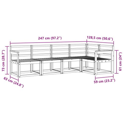 Комплект дивани за открито 5 pcs Естествен