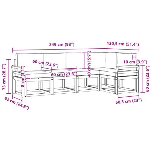 Комплект дивани за открито 5 pcs Натурален и Бежов