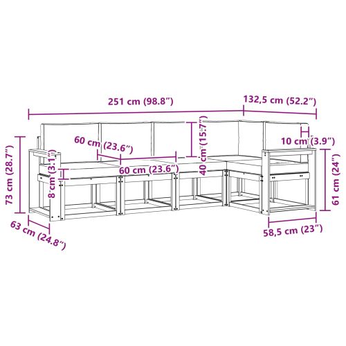 Комплект дивани за открито 5 pcs Натурален и Крема