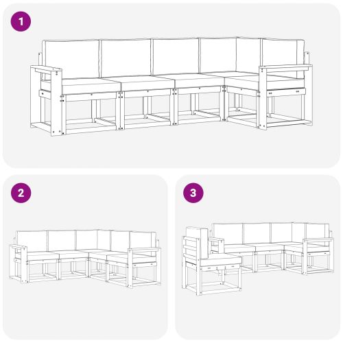 Комплект дивани за открито 5 pcs Натурален и Антрацит