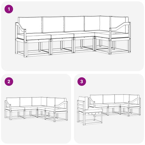 Комплект дивани за открито 5 pcs Натурален и Крема