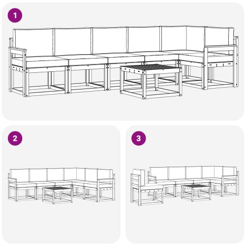 Комплект дивани за открито 7 pcs Натурален и Антрацит