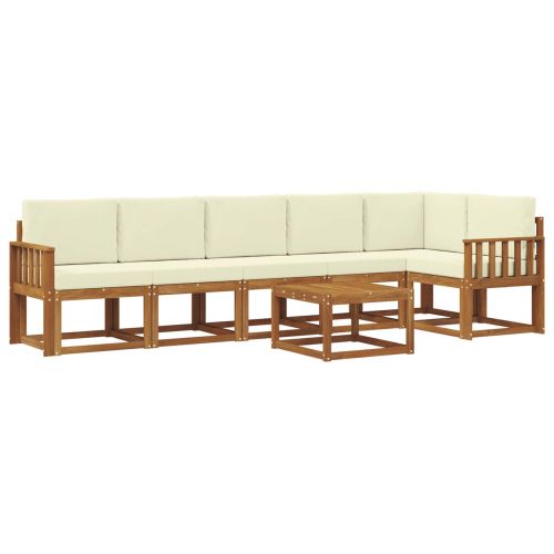 Комплект дивани за открито 7 pcs Натурален и Крема