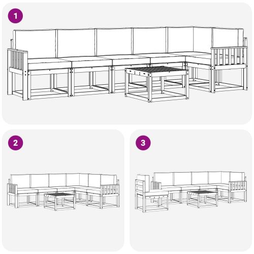 Комплект дивани за открито 7 pcs Натурален и Крема