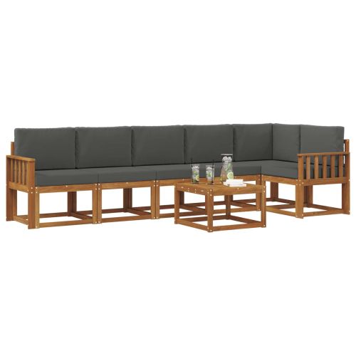 Комплект дивани за открито 7 pcs Натурален и Антрацит