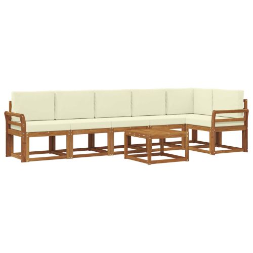 Комплект дивани за открито 7 pcs Натурален и Крема