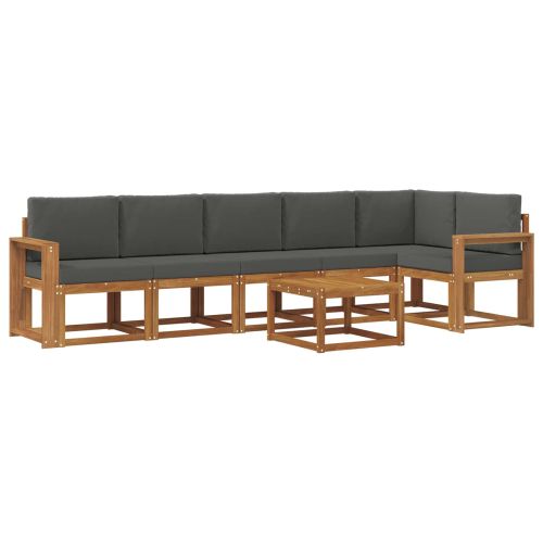 Комплект дивани за открито 7 pcs Натурален и Антрацит