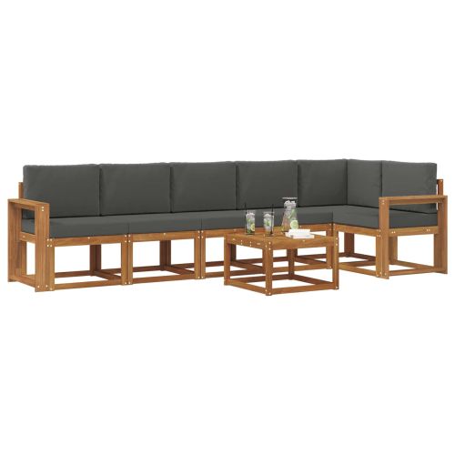 Комплект дивани за открито 7 pcs Натурален и Антрацит