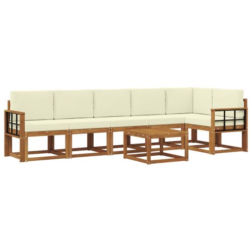 Комплект дивани за открито 7 pcs Натурален и Крема