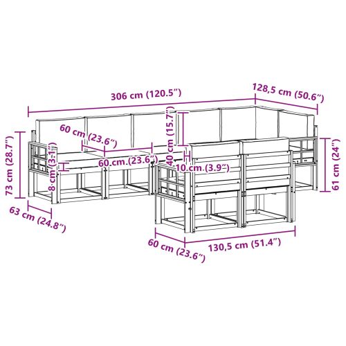 Комплект дивани за открито 8 pcs Натурален и Антрацит