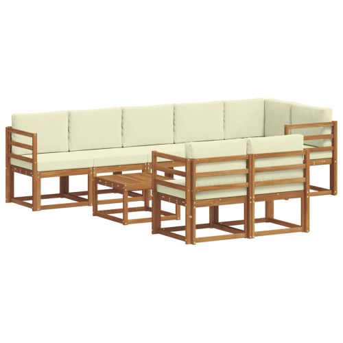 Комплект дивани за открито 9 pcs Натурален и Крема