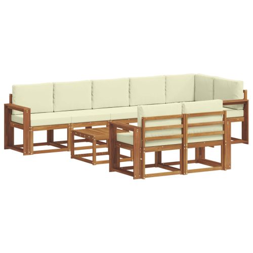 Комплект дивани за открито 9 pcs Натурален и Крема