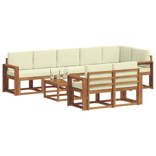 Комплект дивани за открито 9 pcs Натурален и Крема