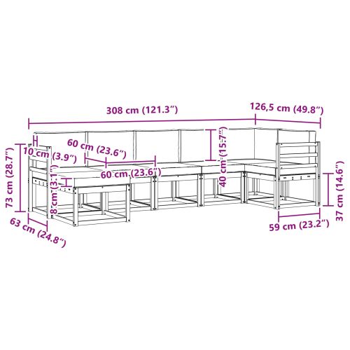 Комплект дивани за открито 7 pcs Натурален и Бежов