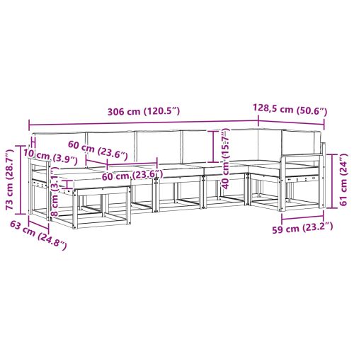 Комплект дивани за открито 7 pcs Натурален и Крема
