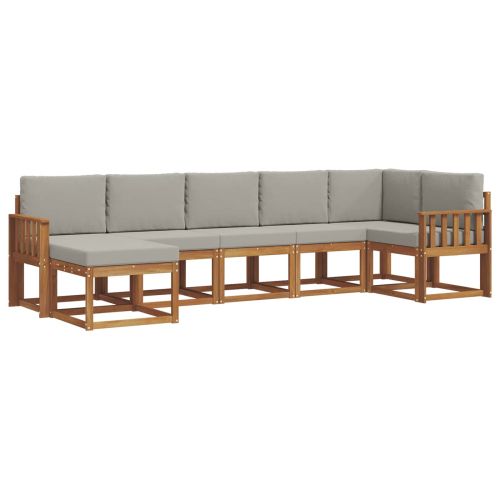 Комплект дивани за открито 7 pcs Естествено и светло сиво