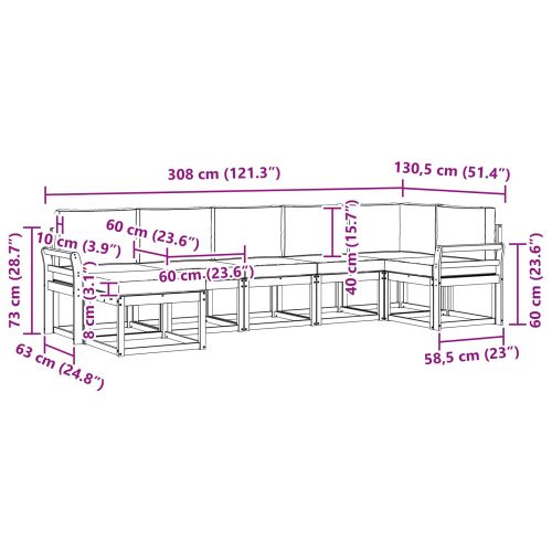 Комплект дивани за открито 7 pcs Натурален и Бежов