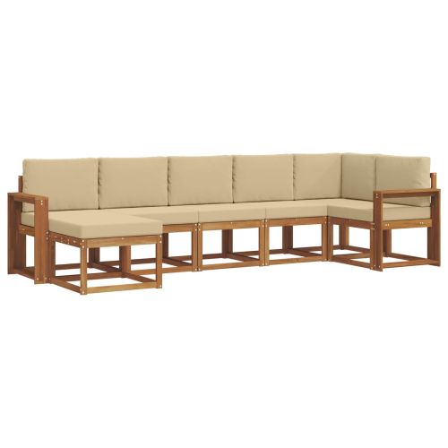 Комплект дивани за открито 7 pcs Натурален и Бежов