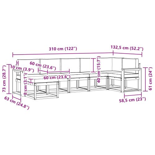 Комплект дивани за открито 7 pcs Натурален и Бежов