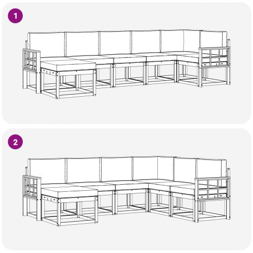 Комплект дивани за открито 7 pcs Натурален и Антрацит