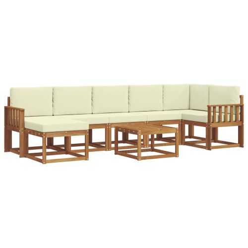 Комплект дивани за открито 8 pcs Натурален и Крема