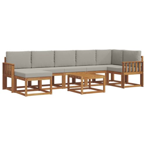 Комплект дивани за открито 8 pcs Естествено и светло сиво