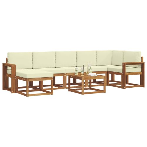 Комплект дивани за открито 8 pcs Натурален и Крема