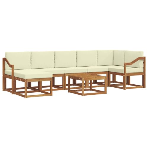 Комплект дивани за открито 8 pcs Натурален и Крема