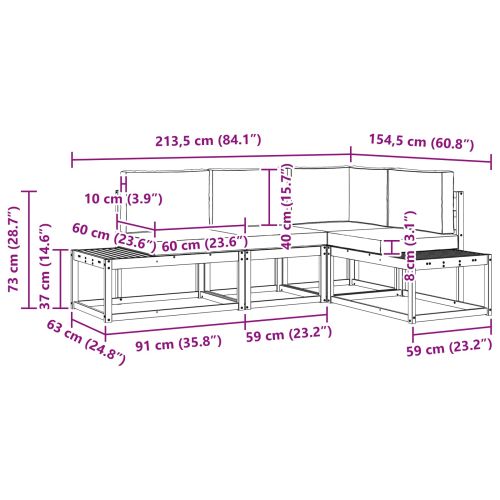 Комплект дивани за открито 4 Брой Натурален и Крема