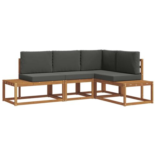 Комплект дивани за открито 4 Брой Натурален и Антрацит