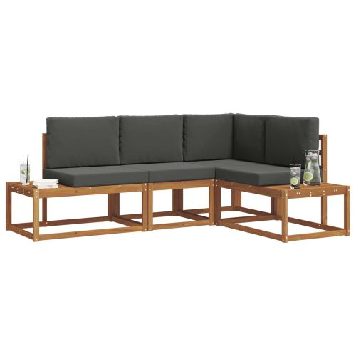 Комплект дивани за открито 4 Брой Натурален и Антрацит