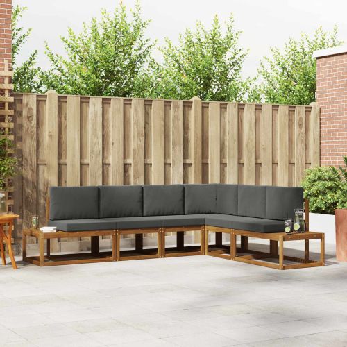 Комплект дивани за открито 6 Брой Натурален и Антрацит