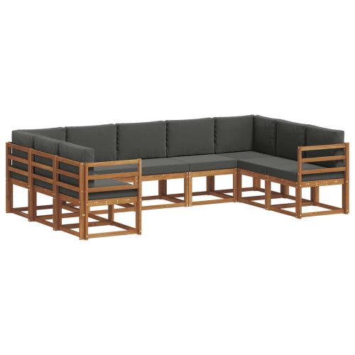 Комплект дивани за открито 9 pcs Натурален и Антрацит
