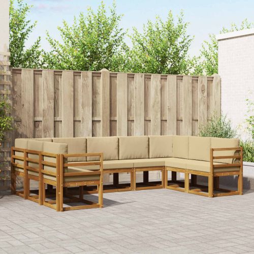 Комплект дивани за открито 9 pcs Натурален и Бежов