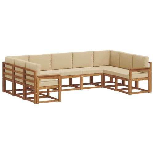 Комплект дивани за открито 9 pcs Натурален и Бежов