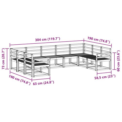 Комплект дивани за открито 9 pcs Естествен