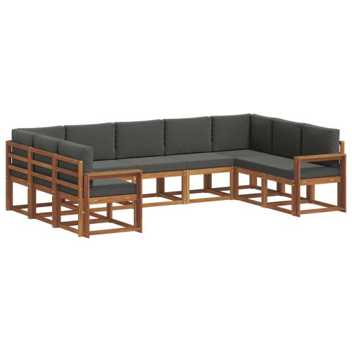 Комплект дивани за открито 9 pcs Натурален и Антрацит