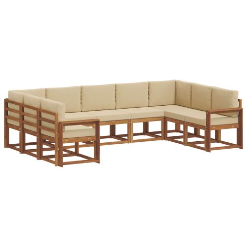 Комплект дивани за открито 9 pcs Натурален и Бежов