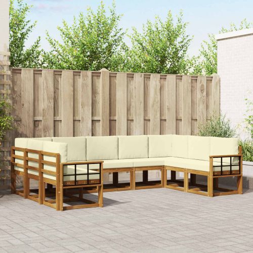 Комплект дивани за открито 9 pcs Натурален и Крема