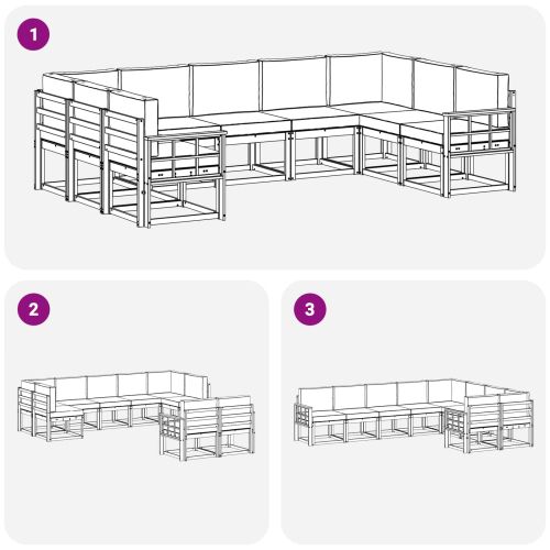 Комплект дивани за открито 9 pcs Натурален и Антрацит